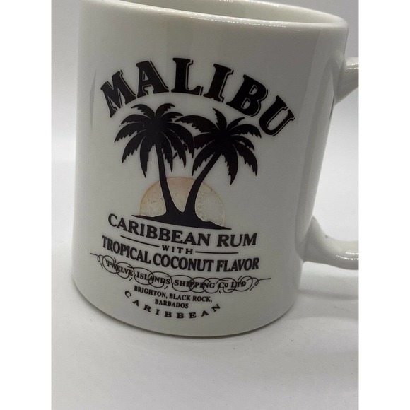 Malibu Caribbean Rum Double Sided White Ceramic coffee Mug Cup - Picture 2 of 7